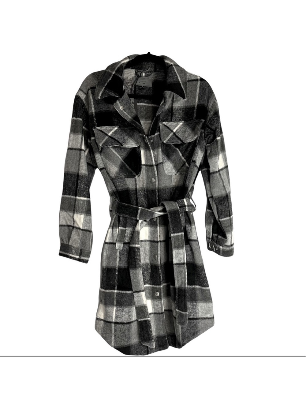 Blank NYC Black & Gray Plaid Shacket